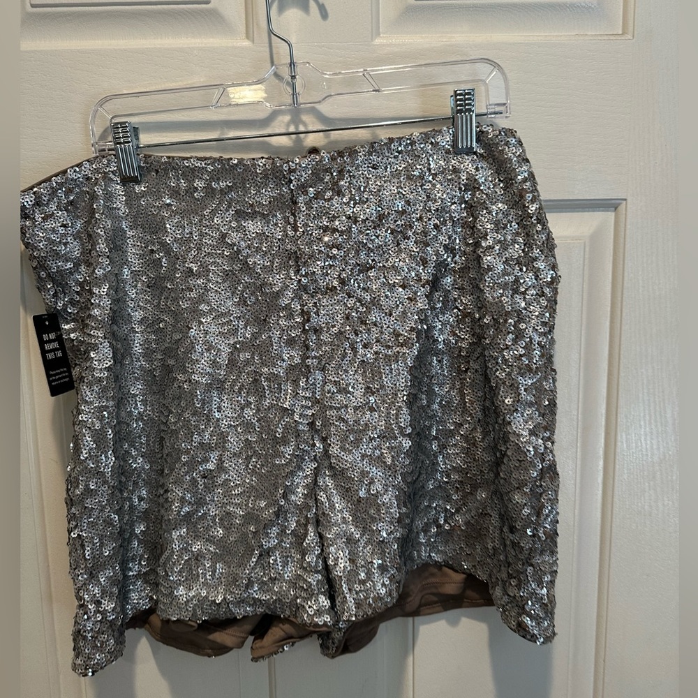 Express silver sequin shorts